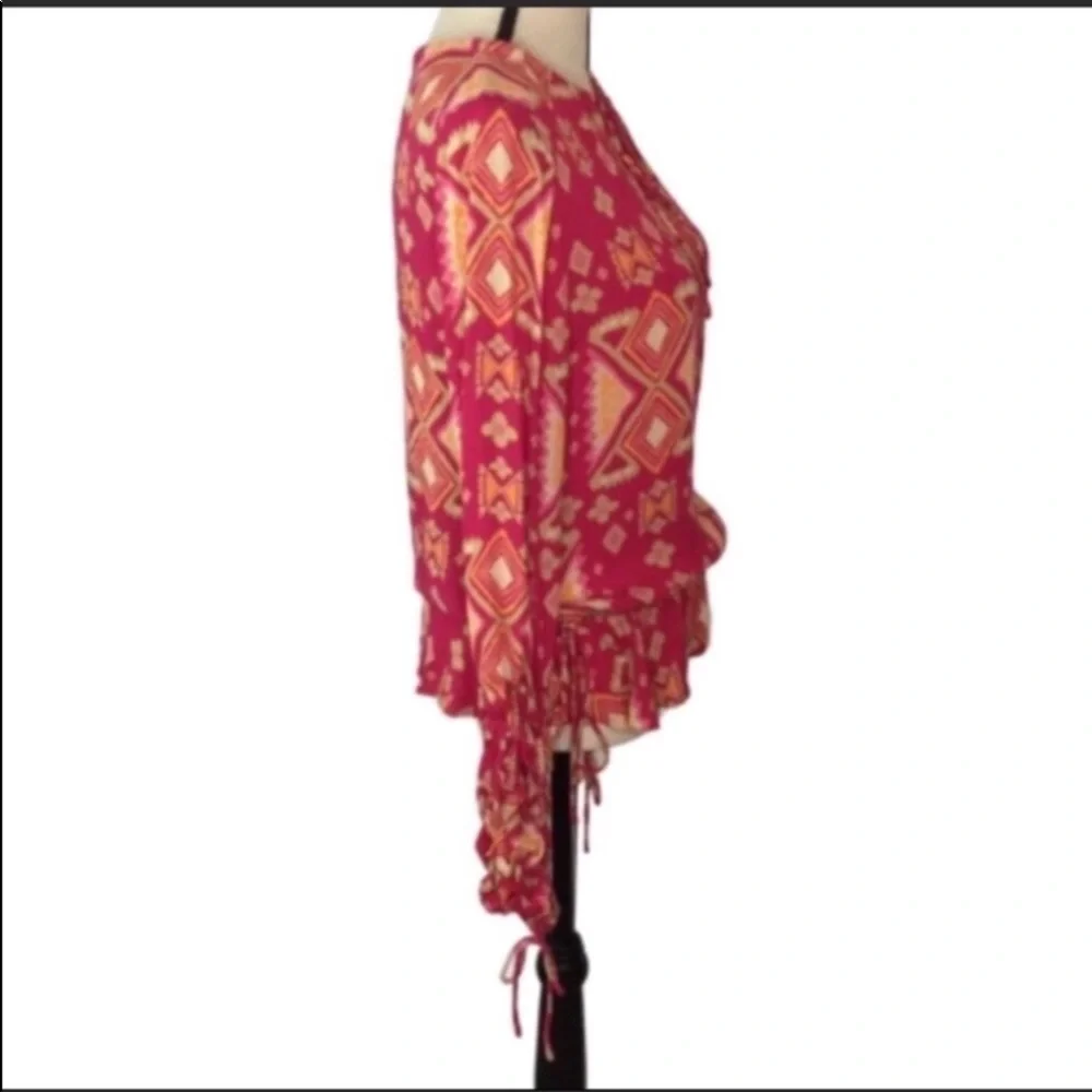 Tory Burch Pink Aztec Print Silk Georgette Blouse 8 NWT